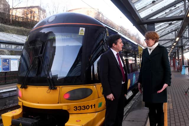 Rail Minister Huw Merriman meets with Councillor Susan Hinchclife to discuss a new platform at Bradford Forster Square