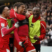 Middlesbrough's Chuba Akpom celebrates his goal with team mates during the Sky Bet Championship match at the Riverside Stadium, Middlesbrough. Picture: Richard Sellers/PA