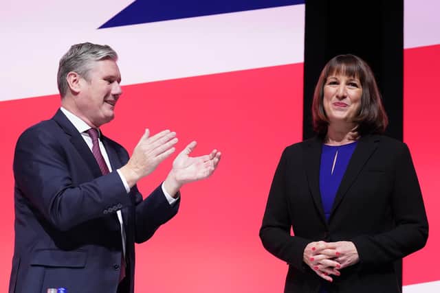 Party leader Sir Keir Starmer with shadow chancellor Rachel Reeves at the end of her keynote speech during the Labour Party Conference at the ACC Liverpool. Picture date: Monday September 26, 2022.