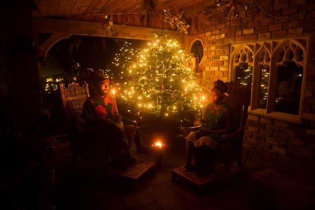 Faizan Saaed and Maryam Salaam dressed as elfs in the Winter Wonderland Burtree Farm & Country House & Winter Wonderland York Road, Thirsk. Picture taken by Yorkshire Post Photographer Simon Hulme
