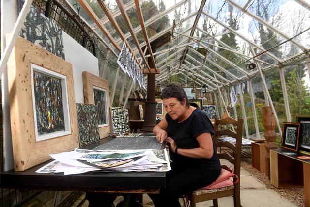 Artist Caroline Fisher is pictured at her home Kent Road Meersbrook, Sheffield Picture taken by Yorkshire Post Photographer Simon Hulme
