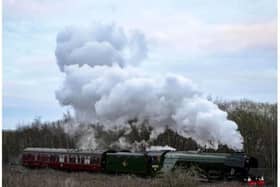 Flying Scotsman heads for the old mining villages of Hatfield and Stainforth