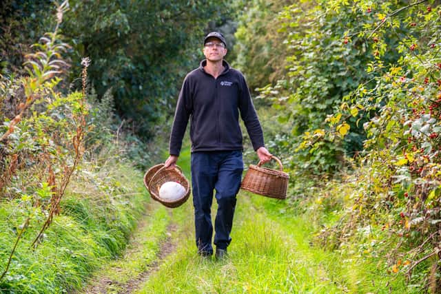 Forager James Hill returning home after a morning foraging locally to his home in Northallerton. Picture: James Hardisty.