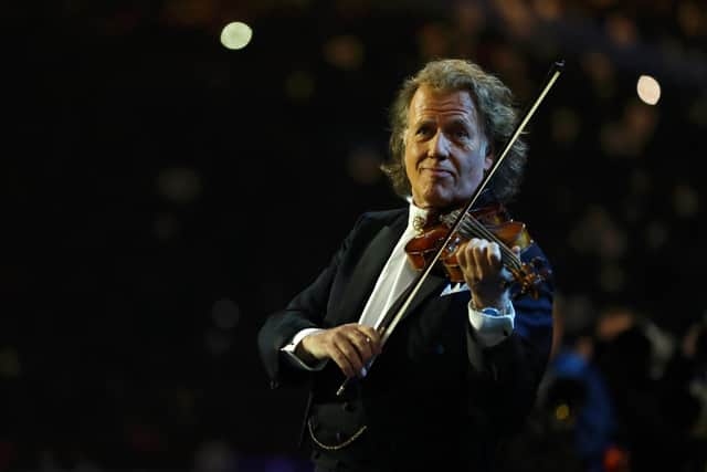 Andre Rieu performs prior to the UEFA Champions League Round of 16 First Leg match between Ajax and Real Madrid at Johan Cruyff Arena on February 13, 2019 in Amsterdam, Netherlands.  (Photo by Lars Baron/Getty Images)