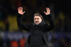 Leeds United manager Daniel Farke waves to supporters at the final whistle of his side's 3-0 Championship victory over Birmingham City on New Year's Day. Picture: George Wood/Getty Images.