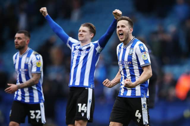 Sheffield Wednesday's Will Vaulks celebrates victory following the Sky Bet League One match at Hillsborough Stadium, Sheffield. Picture date: Saturday March 4, 2023.