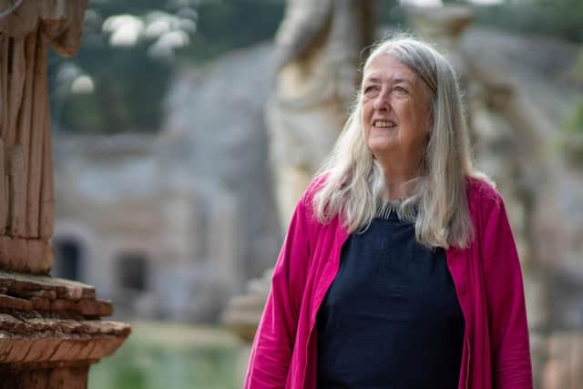 Mary Beard at Hadrian's Villa, Tivoli. Picture: BBC/Lion Television/Russell Barnes.