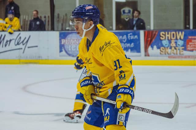 ON THE UP: Louis Colvin admits it was a big adjustment after making the step up to NIHL National with leeds Knights,but he believes he is making good progress under head coach, Ryan Aldridge. Picture: Jacob Lowe/Leeds Knights.