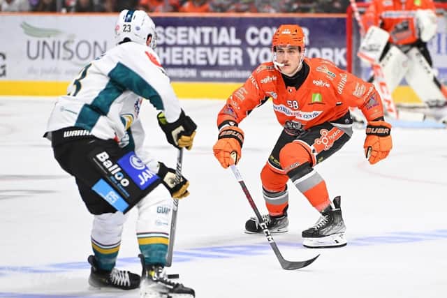 NEW FACE: Dominic Cormier was a new addition to the Sheffield Steelers' defence on Saturday night in the 5-1 win over Belfast Giants. Picture courtesy of Dean Woolley/Steelers Media.