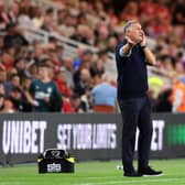 MIDDLESBROUGH, ENGLAND - SEPTEMBER 05: Tony Mowbray, Manager of Sunderland reacts during the Sky Bet Championship match between Middlesbrough and Sunderland at Riverside Stadium on September 05, 2022 in Middlesbrough, England. (Photo by Nigel Roddis/Getty Images)