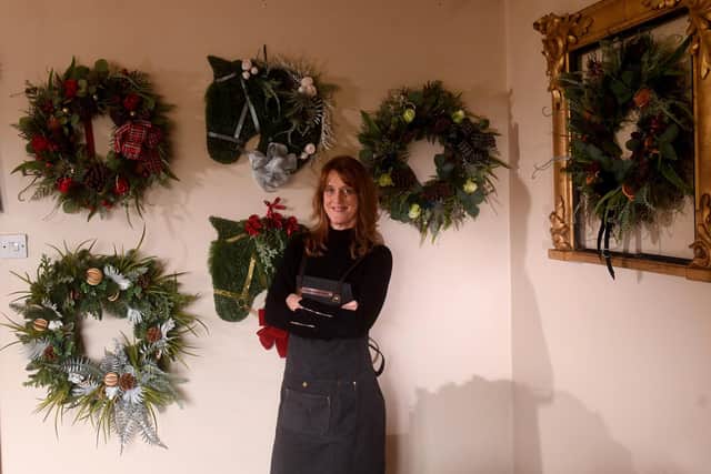 Julie Smith from near Pocklington makes wreaths but with a difference. An animal lover she does many in the shape of horses and dogs. She made a wreath for the late HM The Queen, and is supported by Olympic medalist Charlotte Dujardin. Picture taken by Yorkshire Post Photographer Simon Hulme