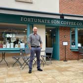 Christ Wright outside his coffee shop in Northallerton.