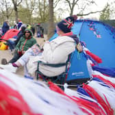 Royal fans camping out on The Mall, near Buckingham Palace in central London, ahead of the coronation of King Charles III and the Queen Consort. PIC: James Manning/PA Wire