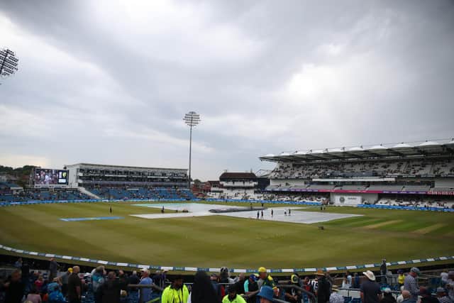 It was a soggy scene at Headingley on Saturday. Photo by Ashley Allen/Getty Images.