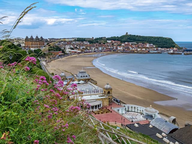 The South Bay at  Scarborough featuring The Spa and the castle, photographed for The Yorkshire Post by Tony Johnson