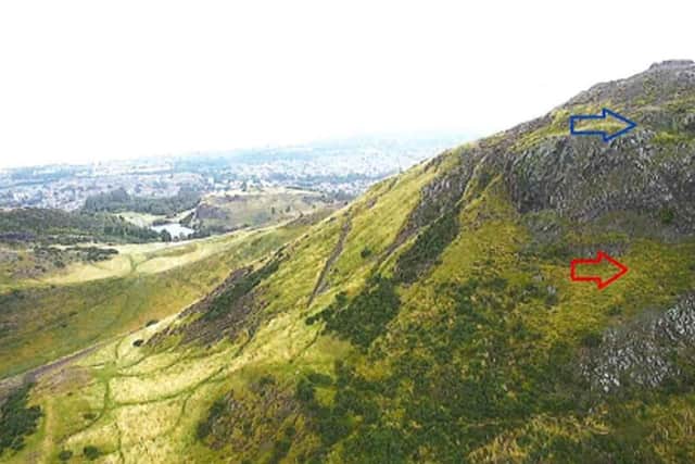 Undated handout photo issued by the The Crown Office and Procurator Fiscal Service (COPFS) of Arthur's Seat in Edinburgh, showing the fall area of Fawziyah Javed. Kashif Anwar, 29, from Leeds, was found guilty of the September 2021 murder of Ms Javed, and that of her unborn child, after a six-day trial at the High Court in Edinburgh. Ms Javed, about 17 weeks pregnant when she was pushed from Arthur's Seat, used her dying words to reveal it was her abusive husband who caused her to fall about 50ft before her body came to a rest.