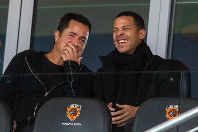 Acun Ilıcalı and Hull City's head coach in waiting Liam Rosenior. Picture Bruce Rollinson