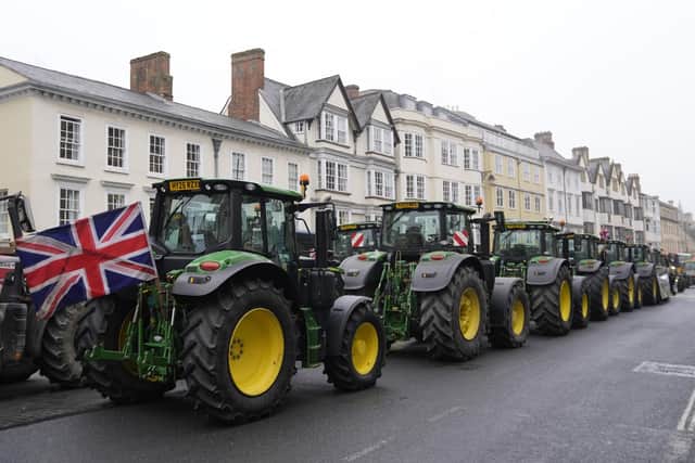Farmers protest outside the Oxford Farming Conference in January. PIC: Andrew Matthews/PA Wire