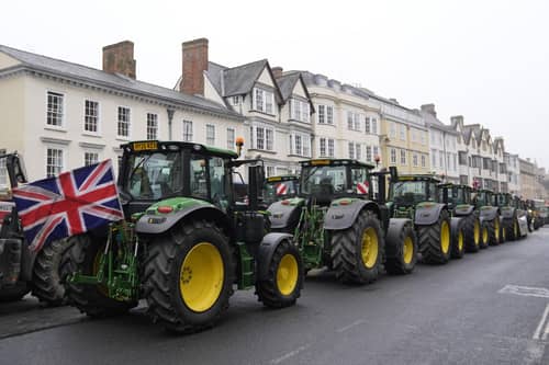 Farmers protest outside the Oxford Farming Conference in January. PIC: Andrew Matthews/PA Wire