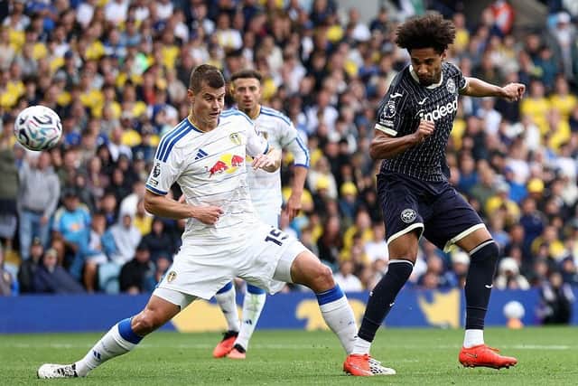 GOAL: Kevin Schade heads in (Image: Molly Darlington/Getty Images)