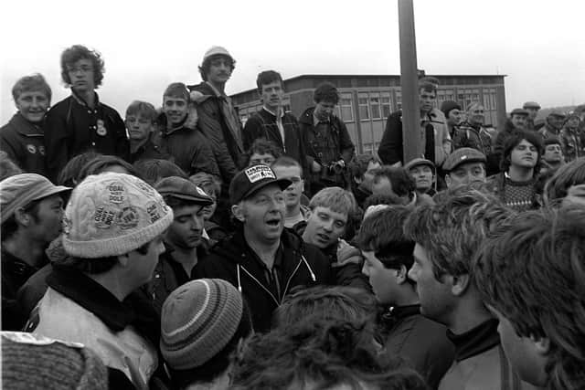 MINERS STRIKE May 28th 1984
 Orgreave Coking Plant Arthur Scargill joins the pickets