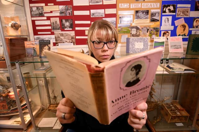 A new exhibition from the Anne Bronte Society explores her story at the Scarborough Maritime Heritage Cente. Lauren R Bruce Founder and Head of the Anne Bronte Society is pictured at the exhibition. Picture taken by Yorkshire Post Photographer Simon Hulme