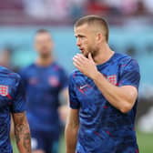 Kyle Walker (L) and Eric Dier of England speak during warm ups prior to the FIFA World Cup Qatar 2022 Group B match between England and Iran at Khalifa International Stadium (Picture: Clive Brunskill/Getty Images)