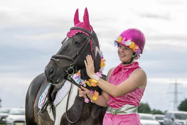 Millie Sample with her mount Joey at Borrowby Show in 2024 who performed a musical number with members of the Hurworth Pony Club photographed by Tony Johnson for The Yorkshire Post