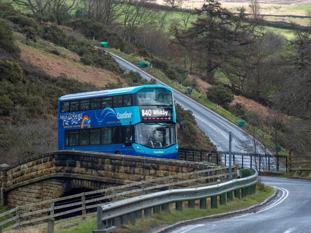 A Coastliner bus approaches Goathland which is on the route of Britain's most scenic bus route, has been saved from the axe with a sudden rush of tourists taking advantage of the £2 fares. PIC: Bruce Rollinson