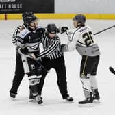 SHOWTIME: Hull Seahawks' Bobby Chamberlain and Milton Keynes' Tim Wallace will meet again in the NIHL National Cup Final on Wednesday night. Picture: Adam Everitt/Seahawks Media