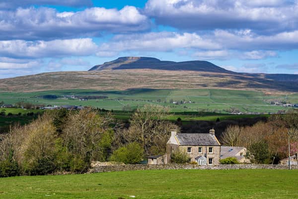 Ingleborough, one of the 3 peaks in the Yorkshire Dales National Park, photographed for the Yorkshire Post by Tony Johnson.  25th April 2023.
