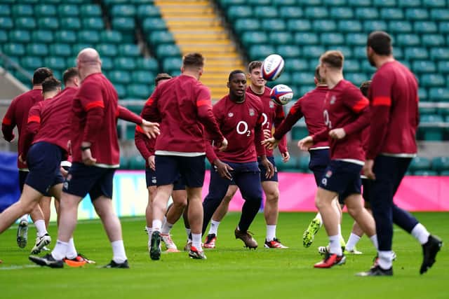 England players during a Captains Run at Twickenham stadium ahead of the visit of Wales (Picture; PA)