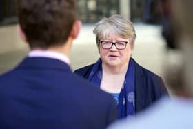 Secretary of State for Environment, Food and Rural Affairs Therese Coffey speaks to the media outside BBC Broadcasting House in London. PIC: PA