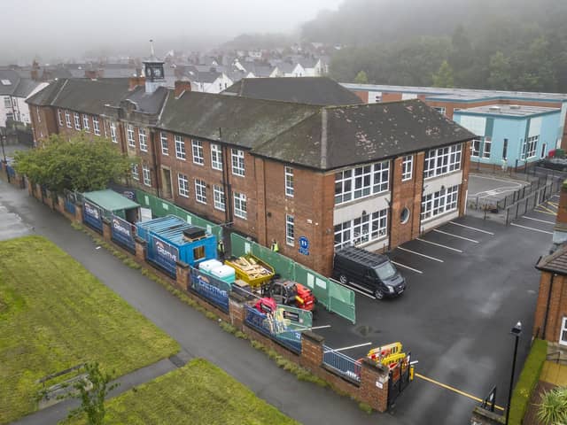 A general view of Abbey Lane Primary School in Sheffield, which has been affected with sub standard reinforced autoclaved aerated concrete (RAAC).