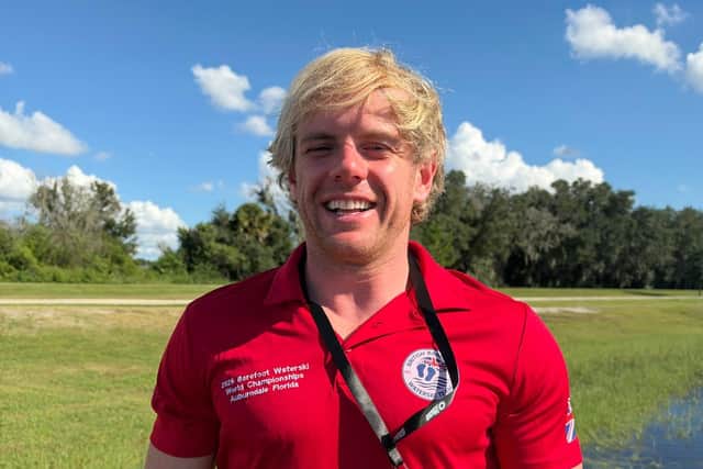 An excited Robbie Crewe ahead of the Barefioot Water Ski World Championships in Florida this week.