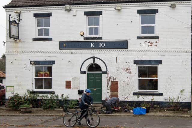 The historic Black Lion in Skelton-on-Ure near Boroughbridge currently undergoing a major refurbishment after the community acquired the pub. Photograph by Tony Johnson.