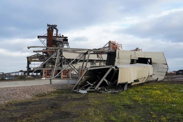 The remains of the Pulverised Coal Injection plant at Redcar after its demolition in October 2022.