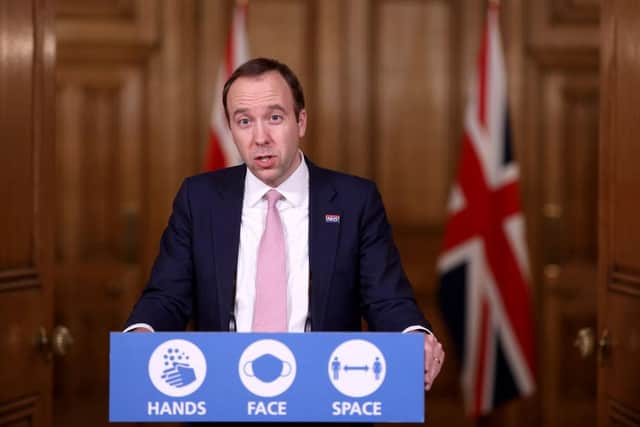 Matt Hancock is expected to announce the tier locations in a Commons statement at around 11.30am, and his announcement will be delivered alongside a written ministerial statement (Photo: Trevor Adams - WPA Pool/Getty Images)