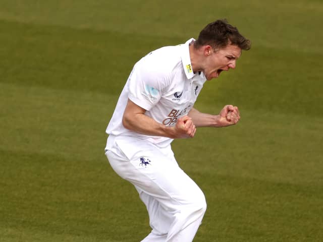 ON COURSE: Yorkshire pace bowler Matthew Milnes - pictured in action last year - is hoping to play again before the end of the season. Picture: Alex Pantling/Getty Images.