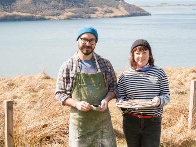 Kayti Peschke and Luke Seaton moved to Skye from Yorkshire to set up Skíō Pottery in Waternish. Photo by @kirstenbosma