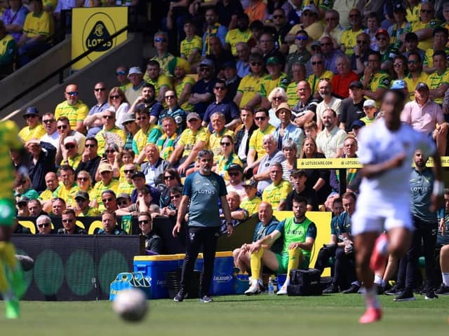 BIG GAME: Leeds United and Norwich City played out a Championship play-off semi-final first leg in front of a sold-out Carrow Road on Sunday