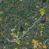 A map of planned solar farms created by members of Rooftops Not Countryside - North Yorkshire Against Light Valley Solar.