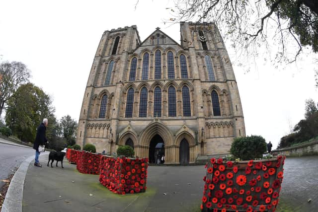 Poppies decorate planters outside Ripon Cathedral
Picture Gerard Binks