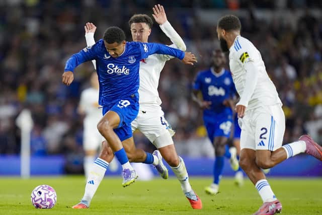 NO WAY THROUGH: Everton's Iliman Ndiaye shields the ball from Ethan Ampadu (Image: Danny Lawson/PA Wire)