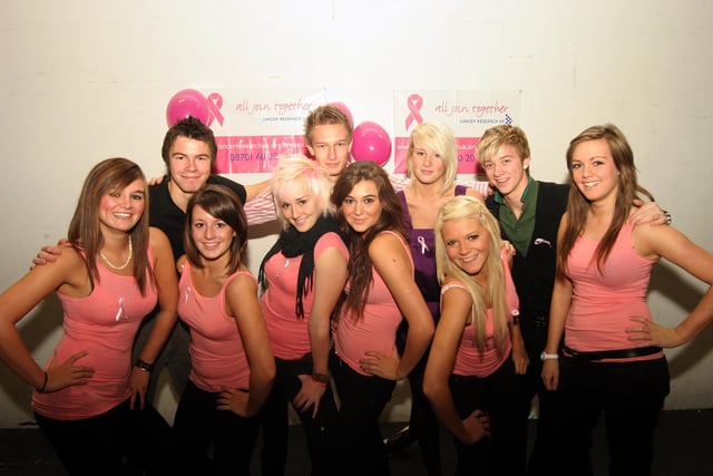 Keeley Proctor, Andrew Scragg, Hannah Bagnall, Sophie Robinson, Freddie Miller, Ema Barnaby, Alex Green, Louise Hall, Luke Hawes and Sophie Green at a fashion show in Brookfield School to raise money for breast cancer research.
