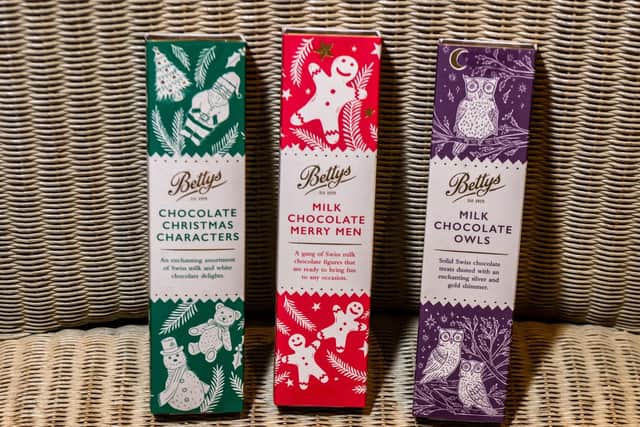 The range of chocolate packaging designed for Bettys by Heather
