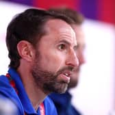 DOHA, QATAR - DECEMBER 09: Gareth Southgate, Head Coach of England, speaks during the England Press Conference at the Main Media Center on December 09, 2022 in Doha, Qatar. (Photo by Robert Cianflone/Getty Images)