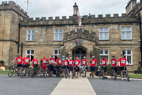Cyclists taking part in a fundraising bike ride for The Brain Tumour Charity, in memory of Julie Cooper. (Photo credit: Luke Cooper/PA Wire)