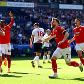 OPENING SALVO: Barnsley's Nicky Cadden ocelebrates after scoring against Bolton Wanderers at the University of Bolton Stadium on Saturday. Picture: Michael Steele/Getty Images