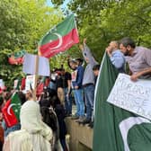 Protesters gathered outside the University of Hull to protest against the visit of Pakistani judge Humayun Dilawar following the sentencing of Imran Khan. (Picture: Katie Pugh/Hull Live)